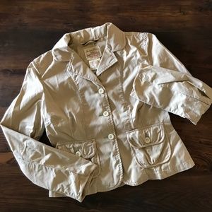 Indigo Palms Beige Cotton Jacket, size small.
